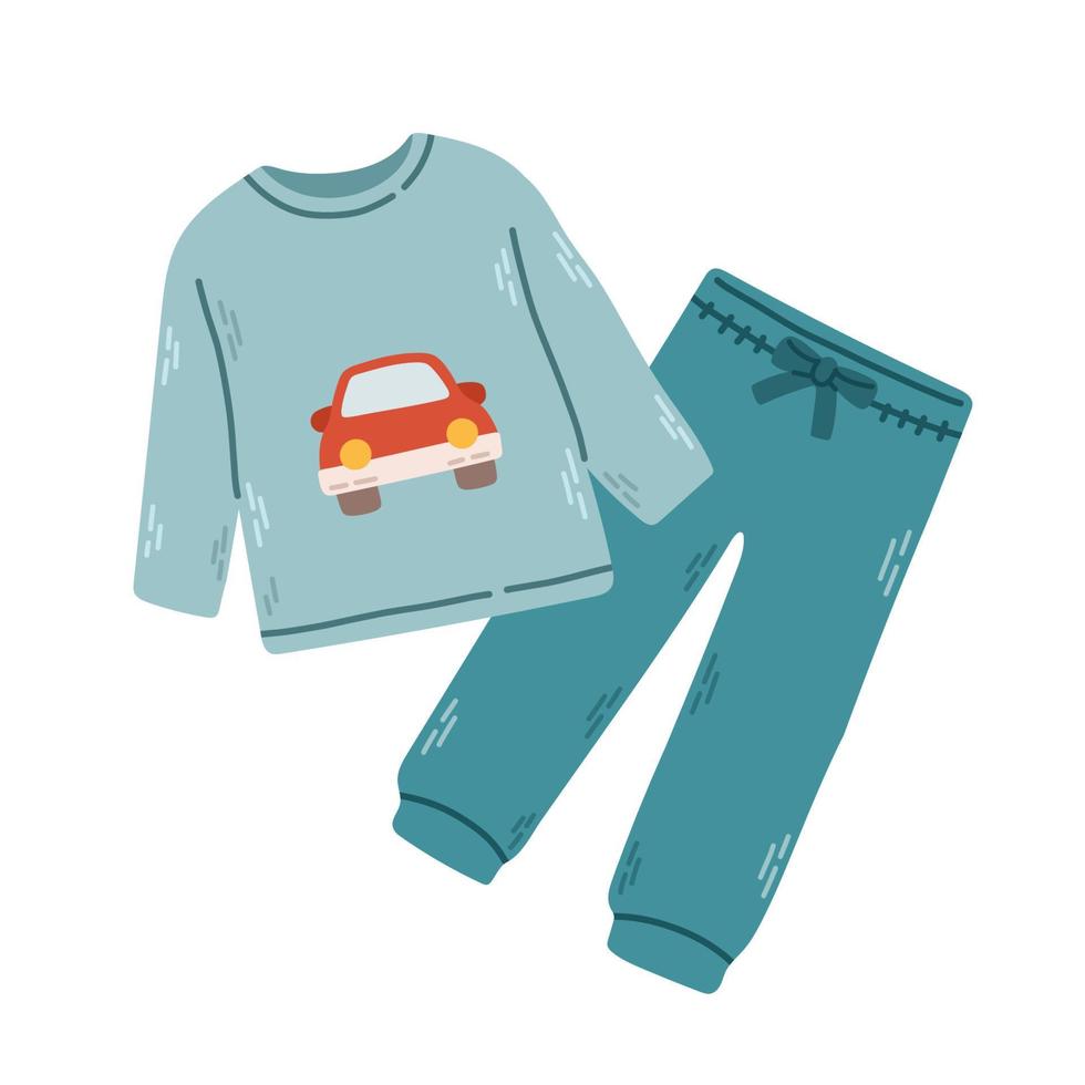 Sleepwear for boys pajama, nightgown, sleep suit, isolated vector illustration eps 10