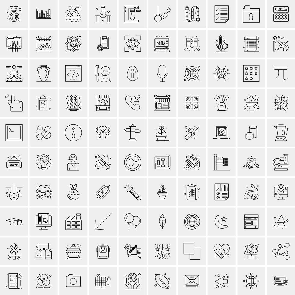 Set of 100 Creative Business Line Icons vector