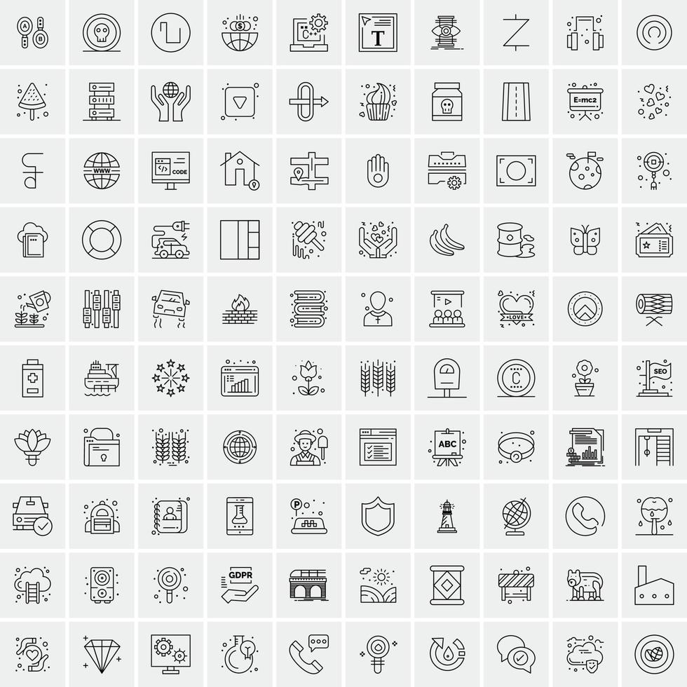 Set of 100 Creative Business Line Icons vector