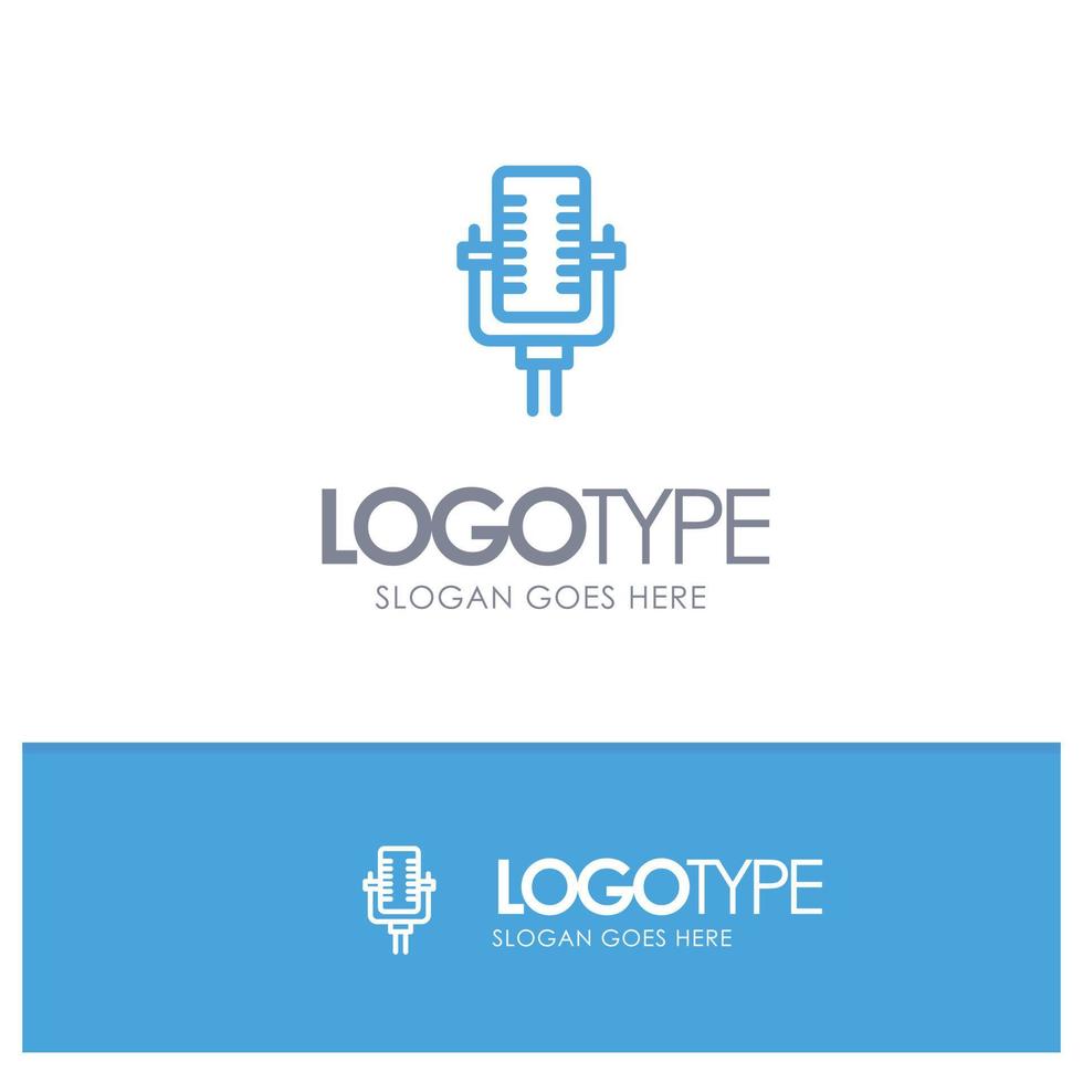 Microphone Multimedia Record Song Blue Logo Line Style vector