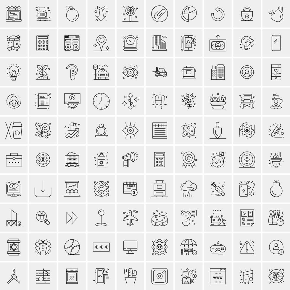 Set of 100 Creative Business Line Icons vector