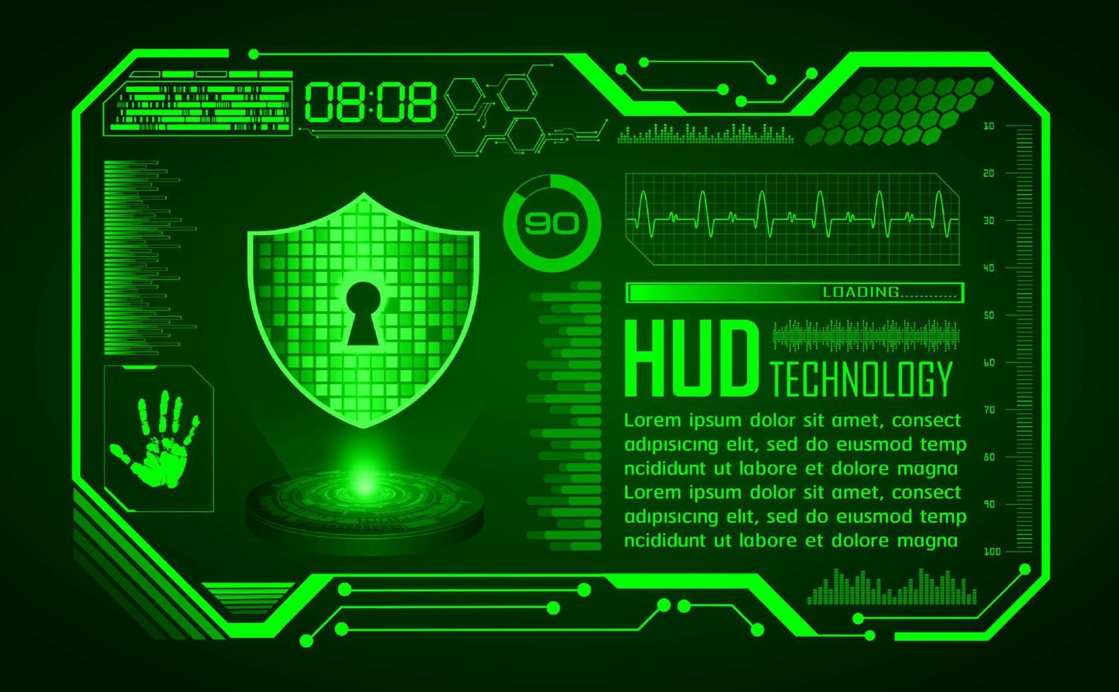 Modern HUD Technology Screen Background with Lock vector