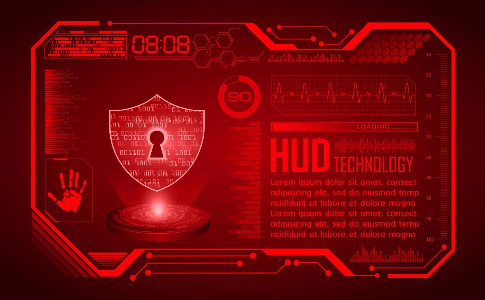 Modern HUD Technology Screen Background with Lock vector