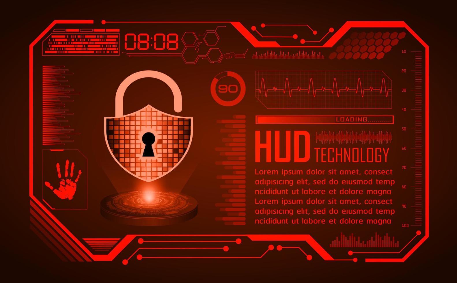 fondo de pantalla de tecnología hud moderna con bloqueo vector