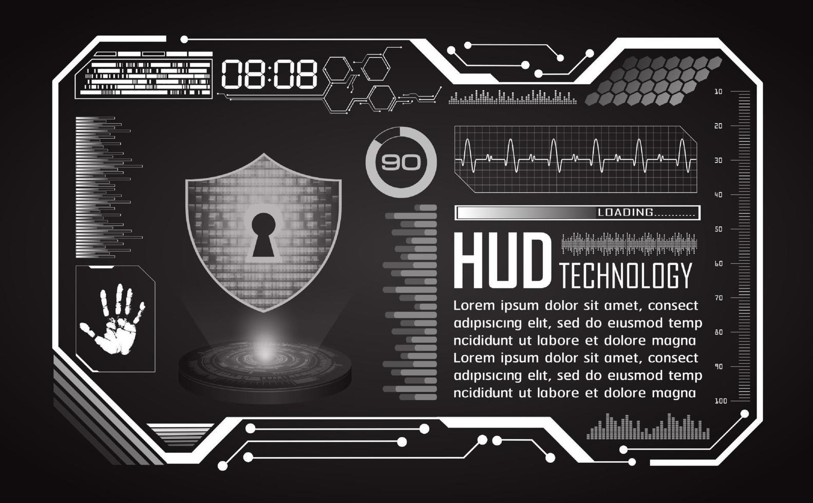 Modern HUD Technology Screen Background with Lock vector