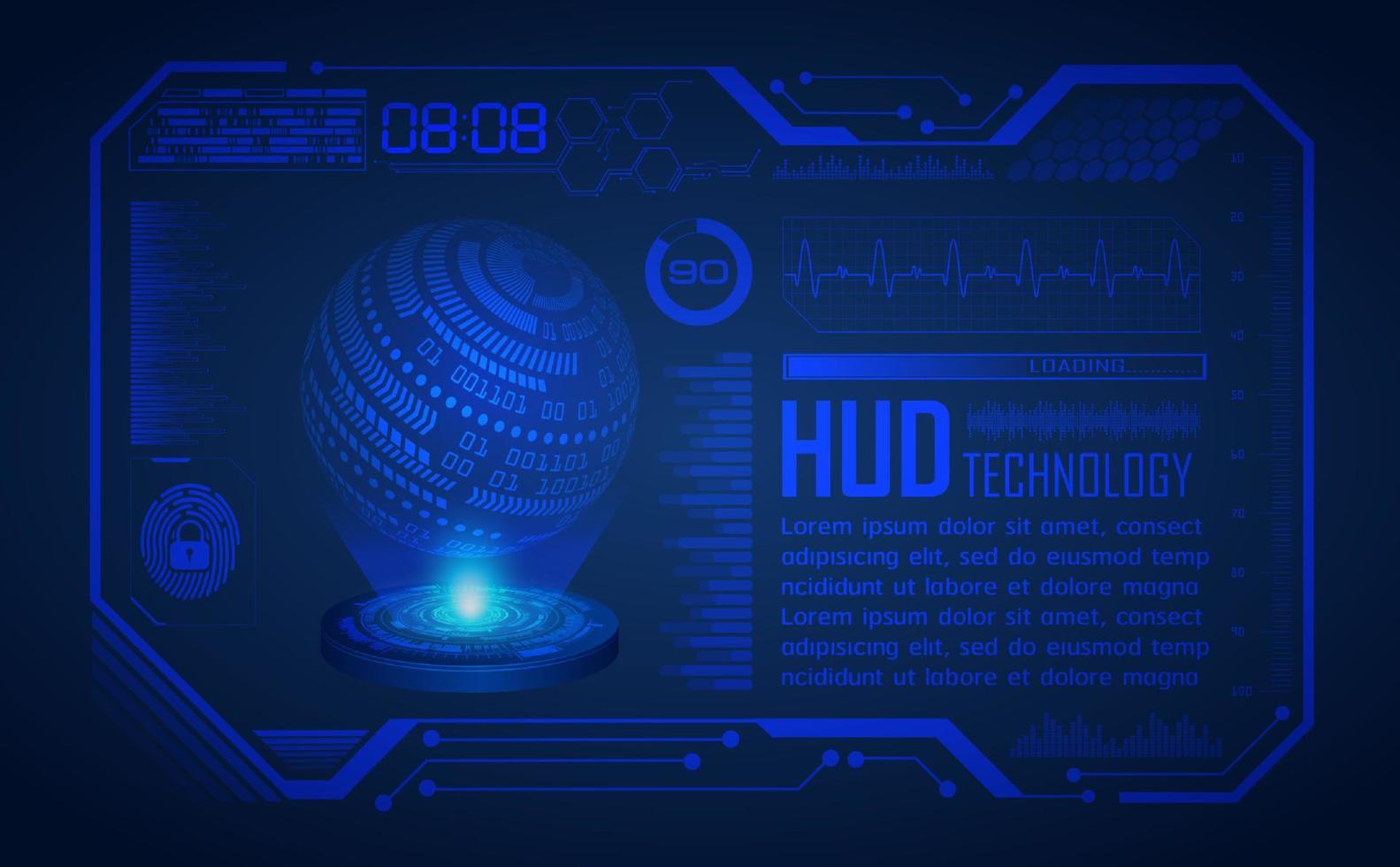 Modern Holographic HUD Technology Screen Background vector