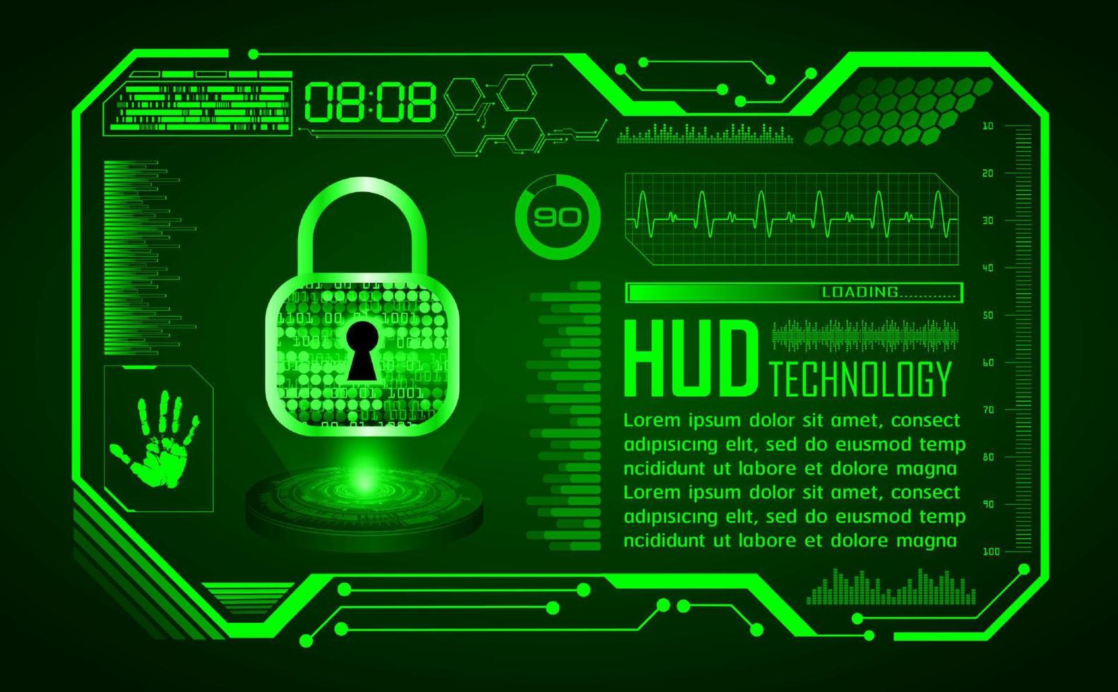 Modern Holographic HUD Technology Screen Background vector