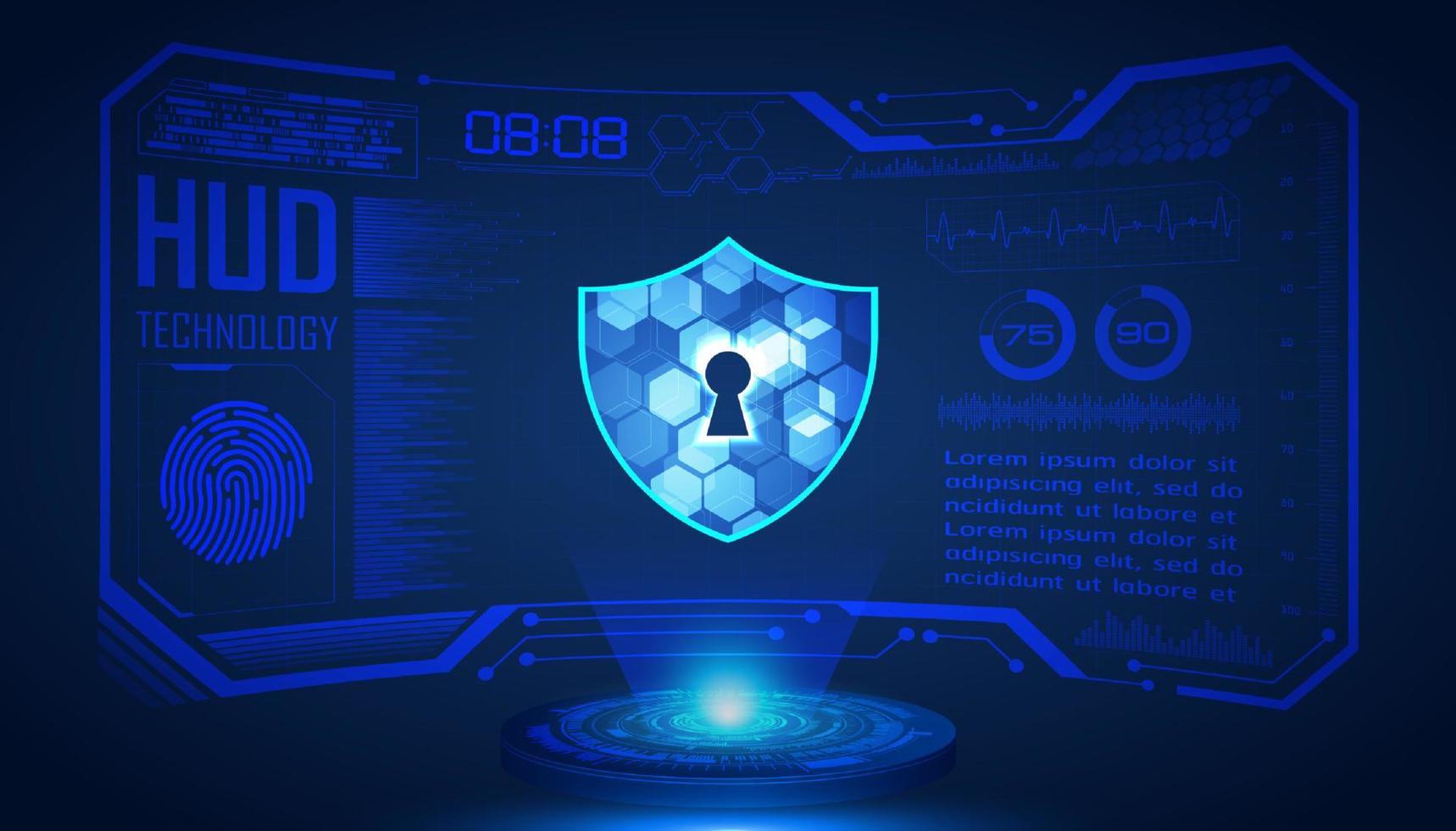 Modern Holographic HUD Technology Screen Background vector