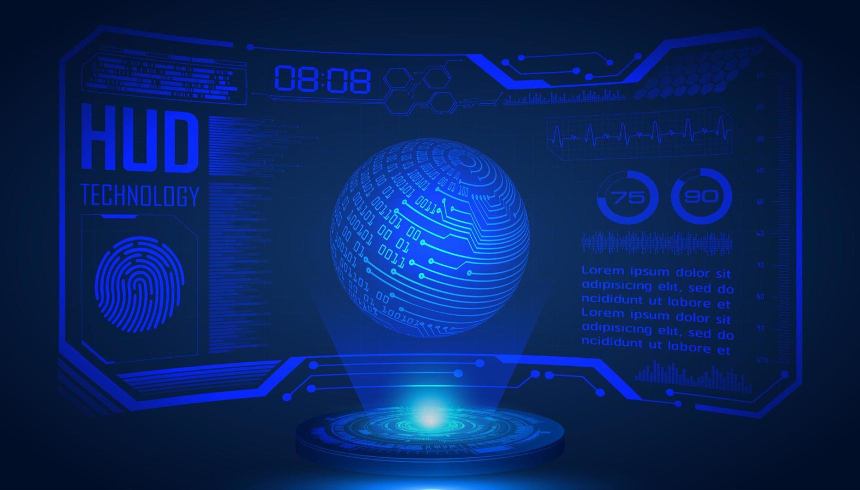 Modern Holographic HUD Technology Screen Background vector