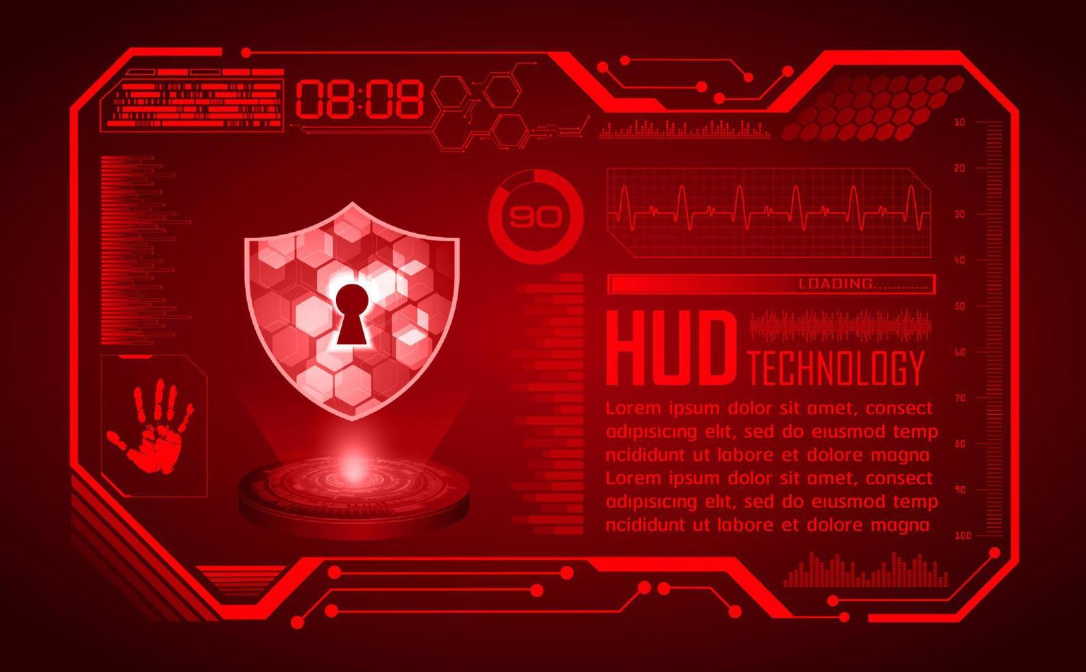 Modern HUD Technology Screen Background with Lock vector