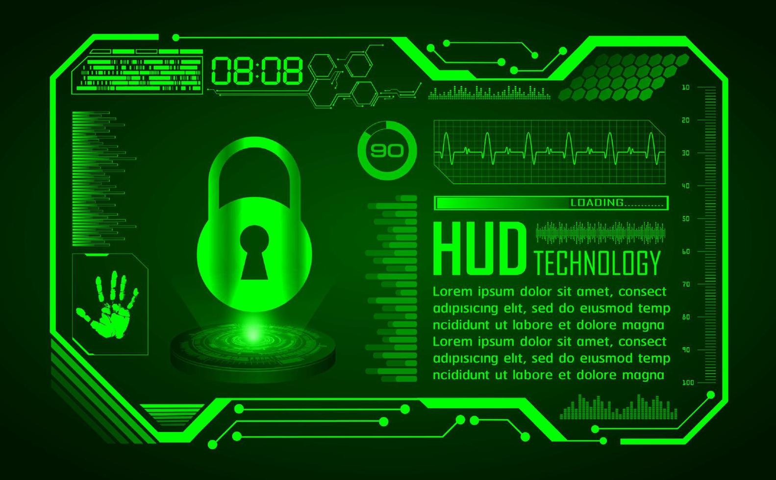 Modern Holographic HUD Technology Screen Background vector