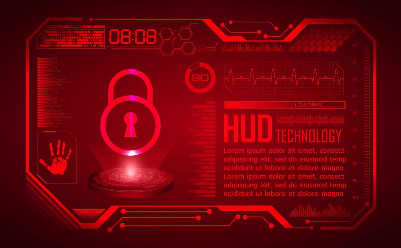 Modern Holographic HUD Technology Screen Background vector