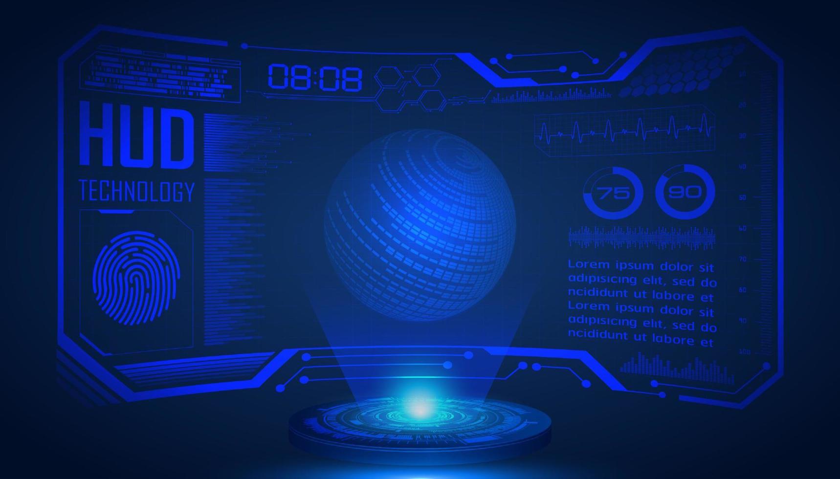 fondo de pantalla de tecnología holográfica moderna hud vector