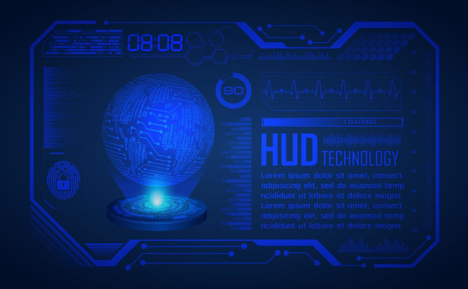 Modern Holographic HUD Technology Screen Background vector