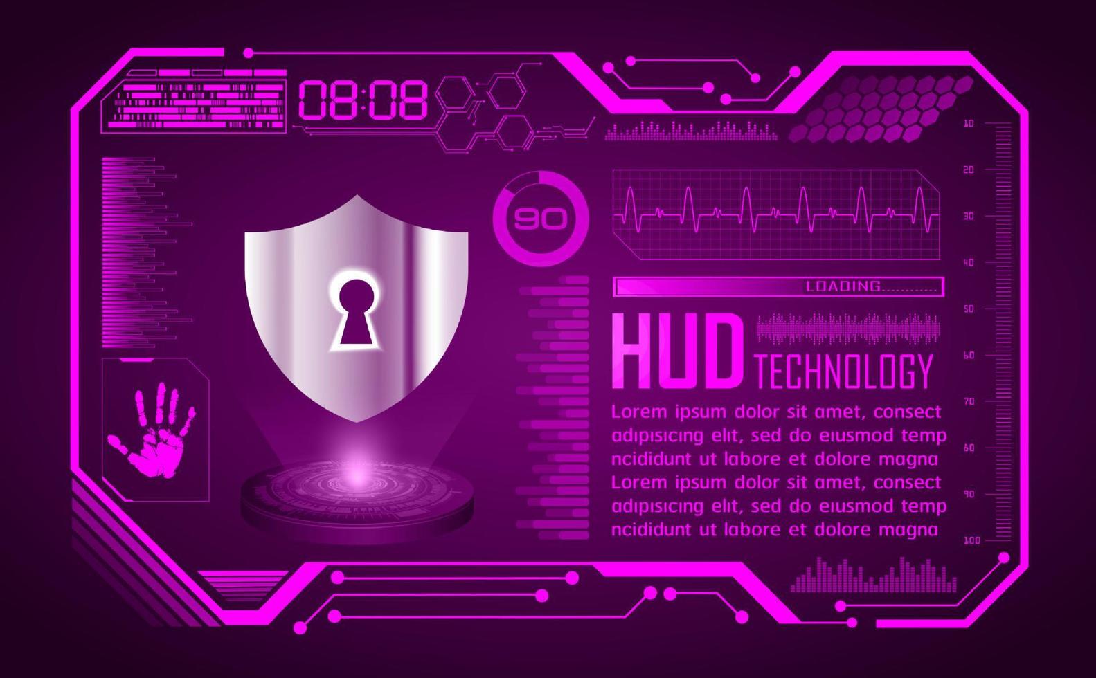 fondo de pantalla de tecnología hud moderna con bloqueo vector