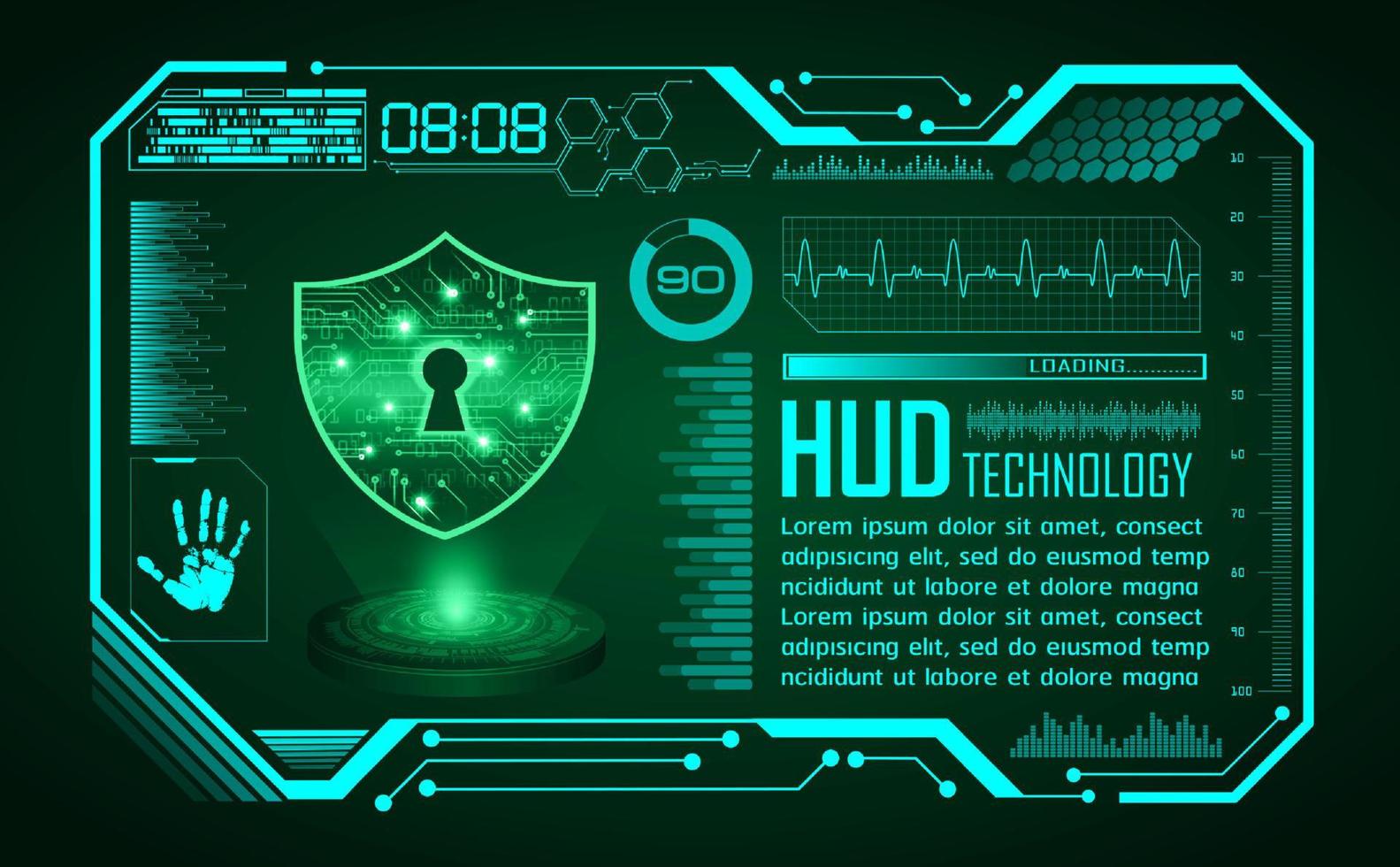 Modern HUD Technology Screen Background with Lock vector