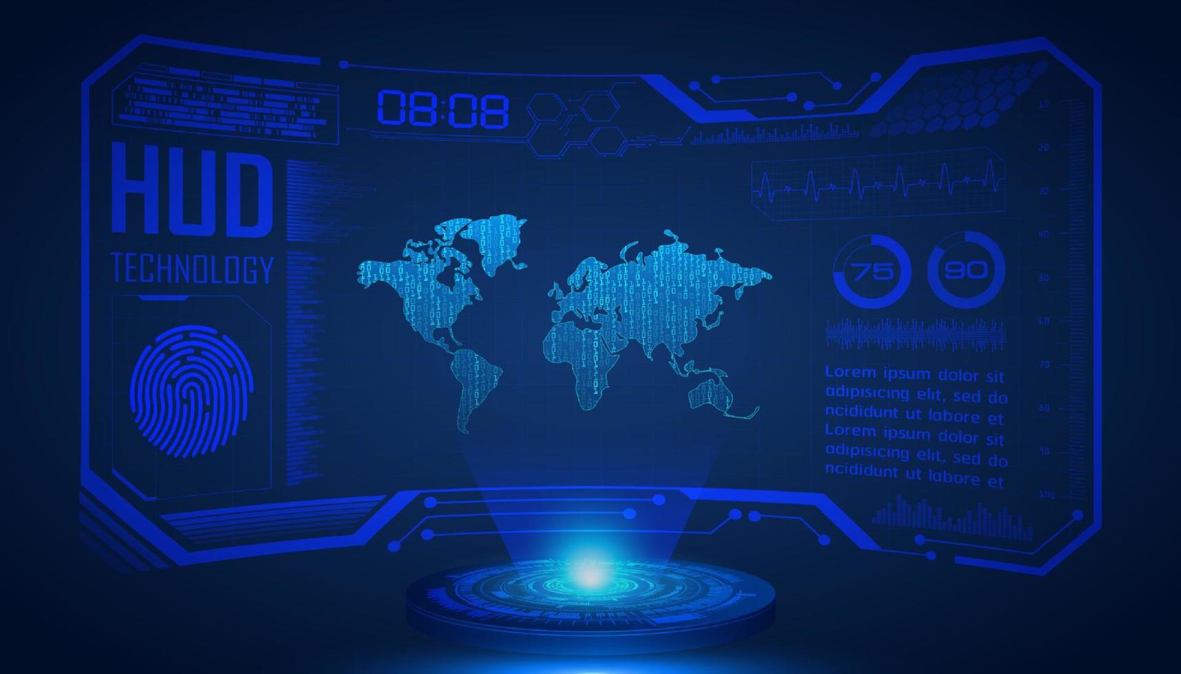 Modern Holographic HUD Technology Screen Background vector