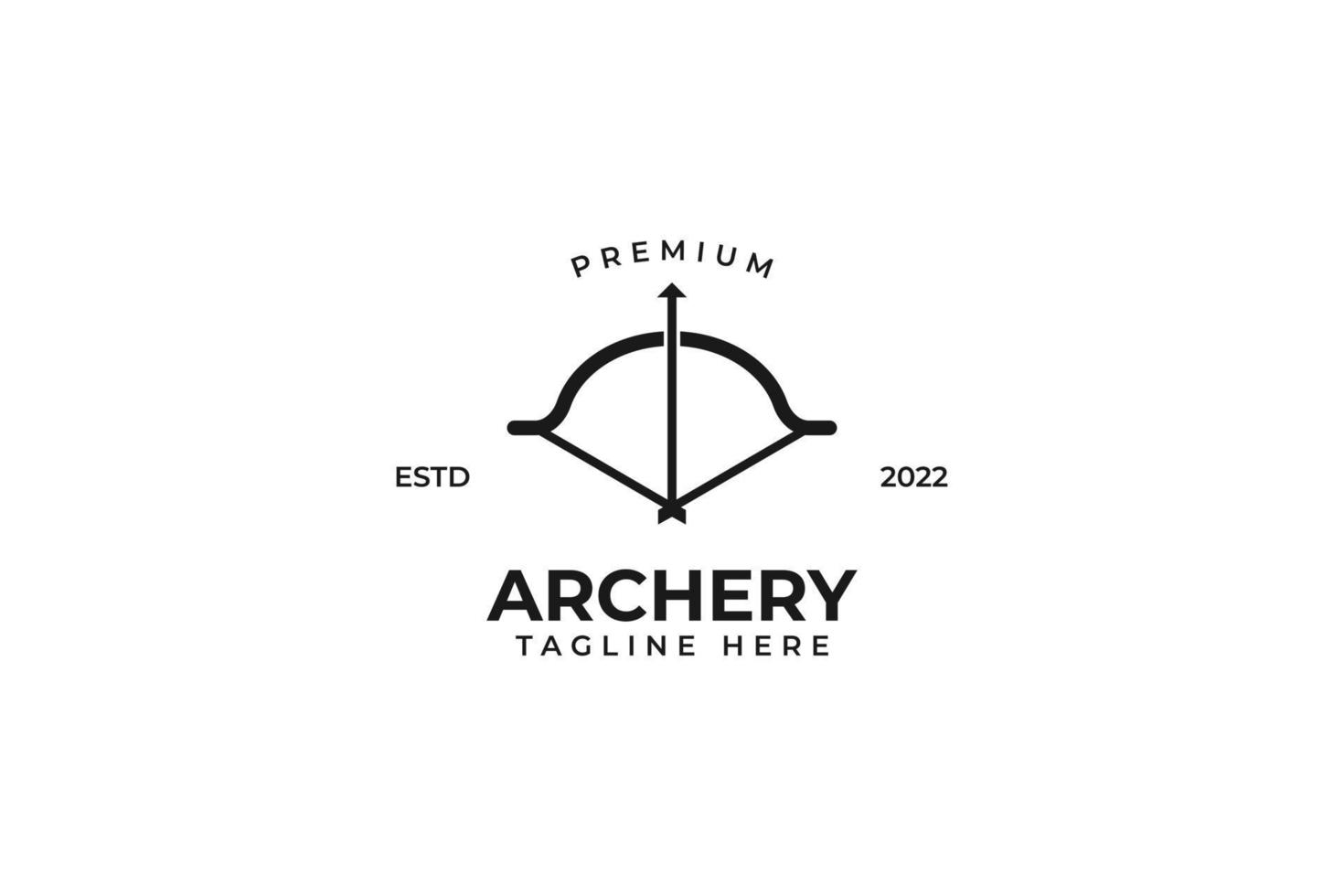 Flat archery bow and arrow logo design vector illustration idea