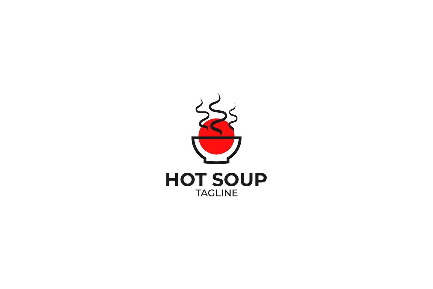 Flat hot food soup bowl logo design vector template illustration