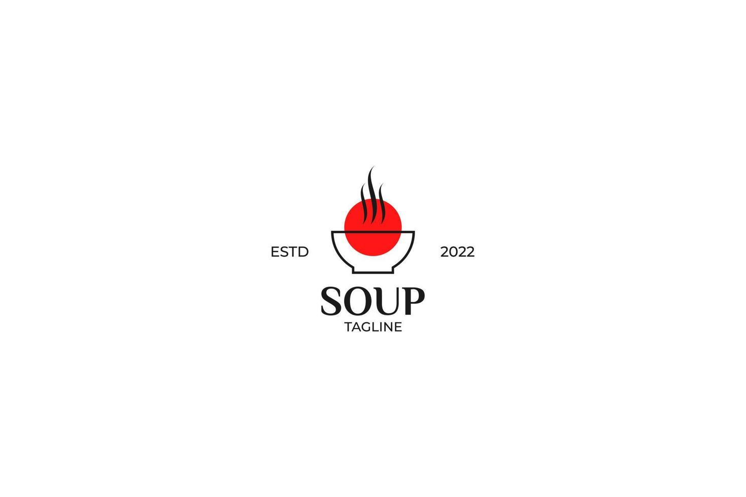 Flat hot food soup bowl logo design vector template illustration