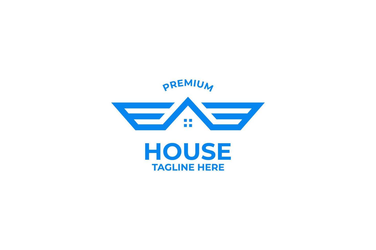 casa minimalista plana con ilustración de vector de logotipo de icono de ala