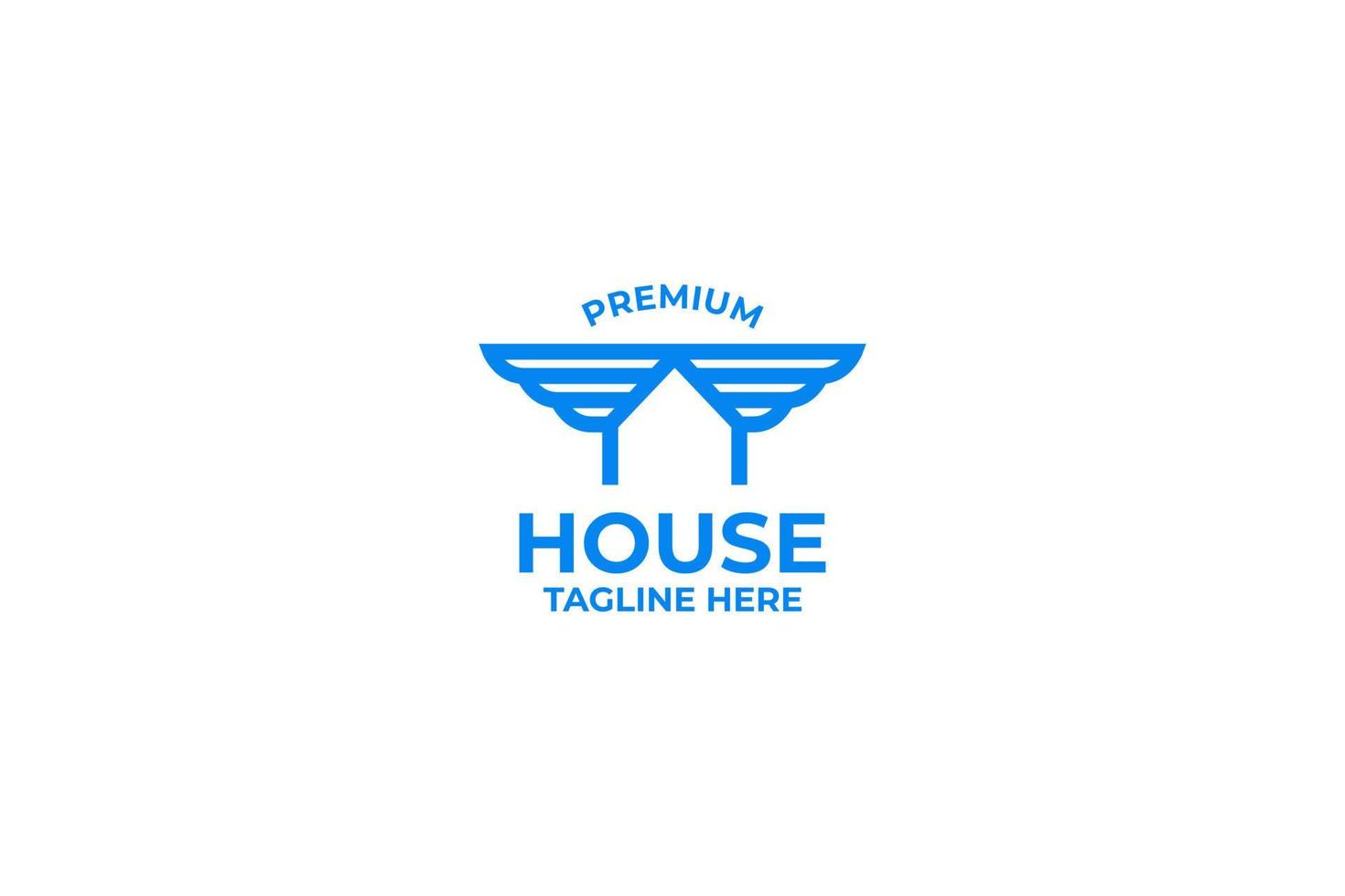 Flat minimalist house with wing icon logo vector illustration