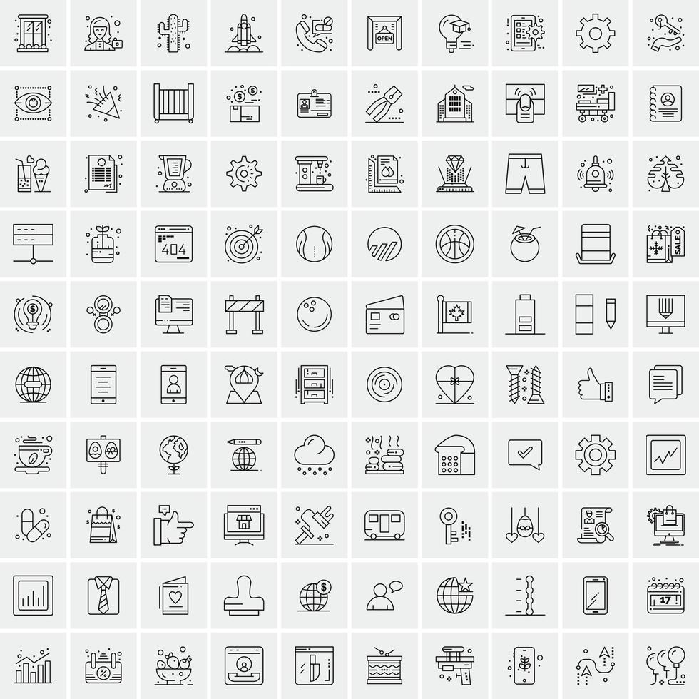 Set of 100 Creative Business Line Icons vector