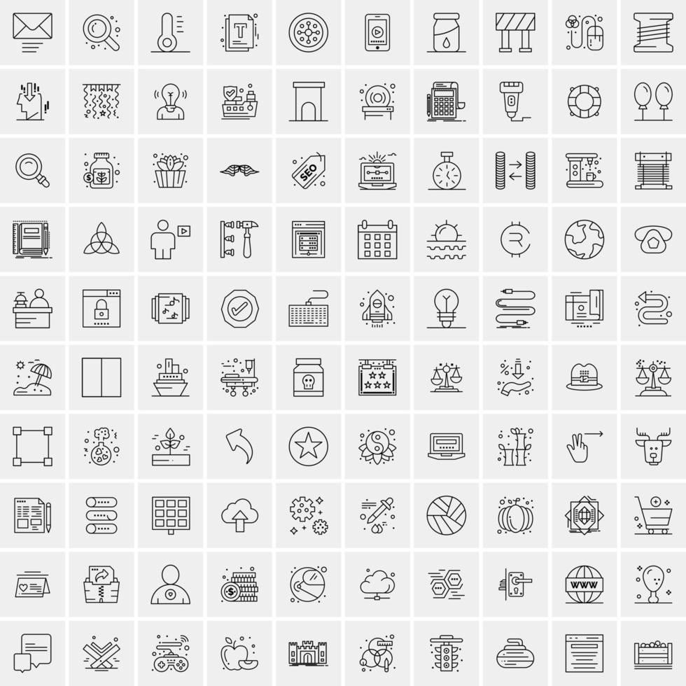 conjunto de 100 iconos de línea de negocios creativos vector