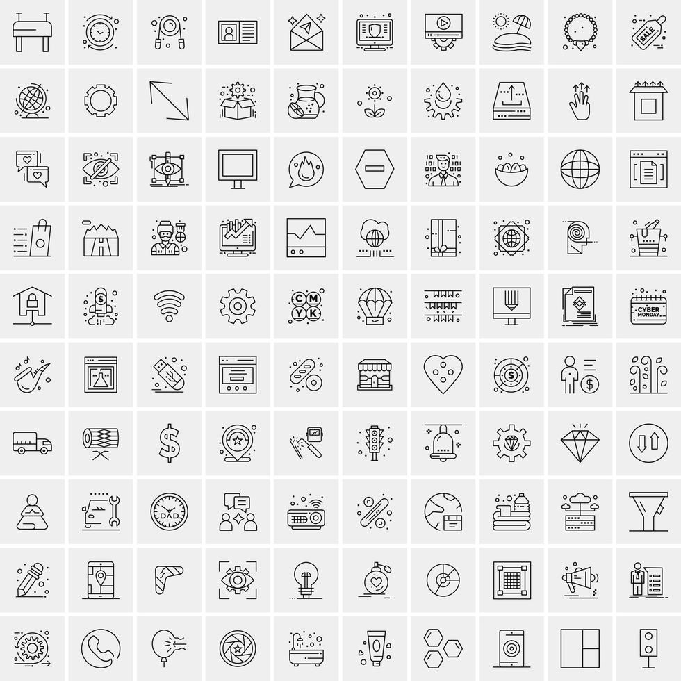 conjunto de 100 iconos de línea de negocios creativos vector