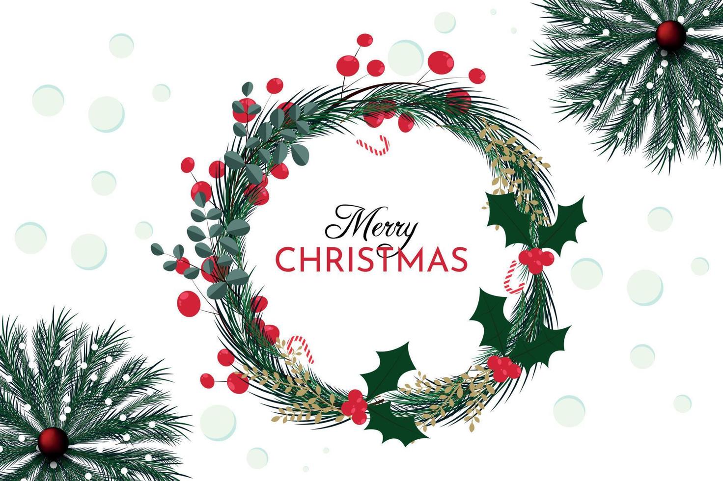 Merry Christmas floral background design vector