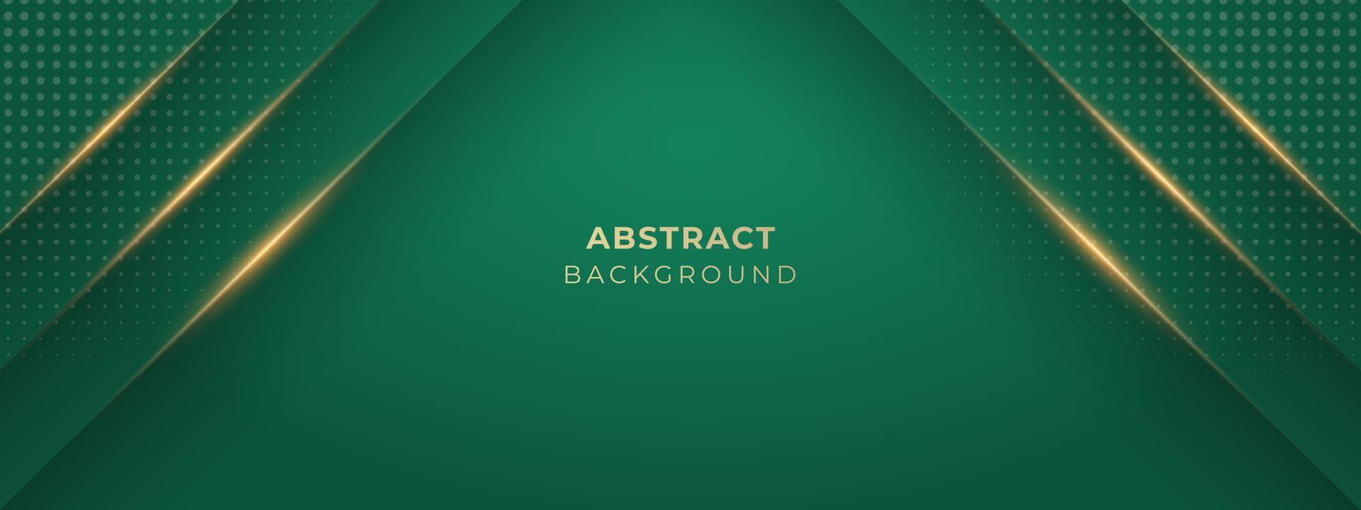 Abstract green luxury background with golden light lines vector