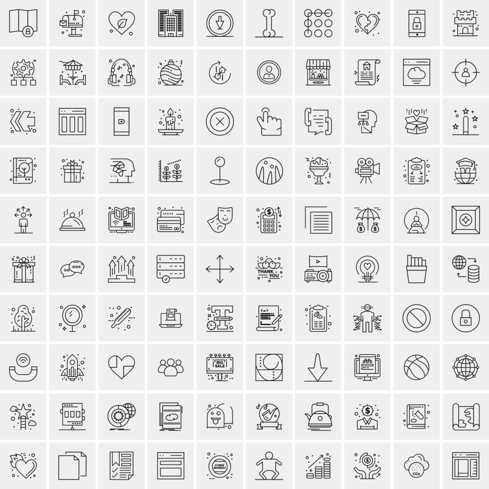 Set of 100 Creative Business Line Icons vector