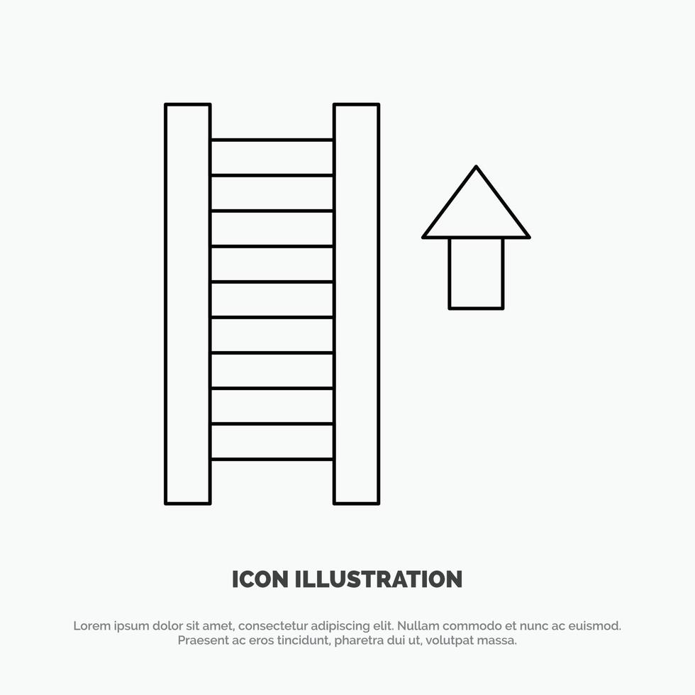 Ladder Stair Staircase Arrow Line Icon Vector