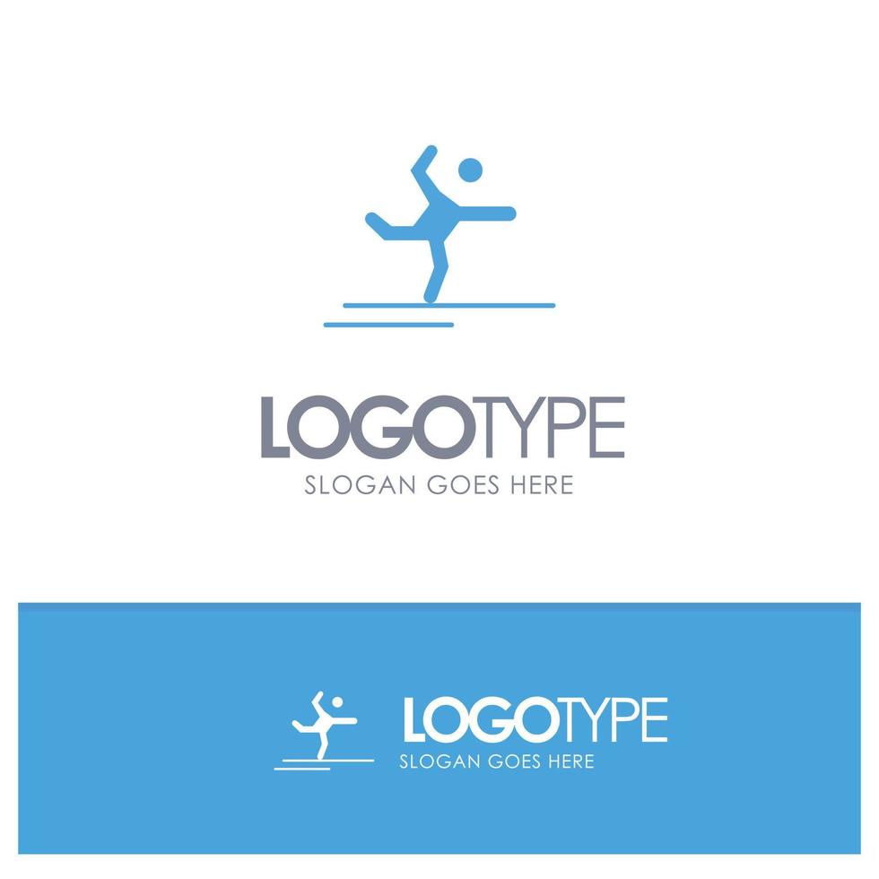 Athlete Gymnastics Performing Stretching Blue Solid Logo with place for tagline vector