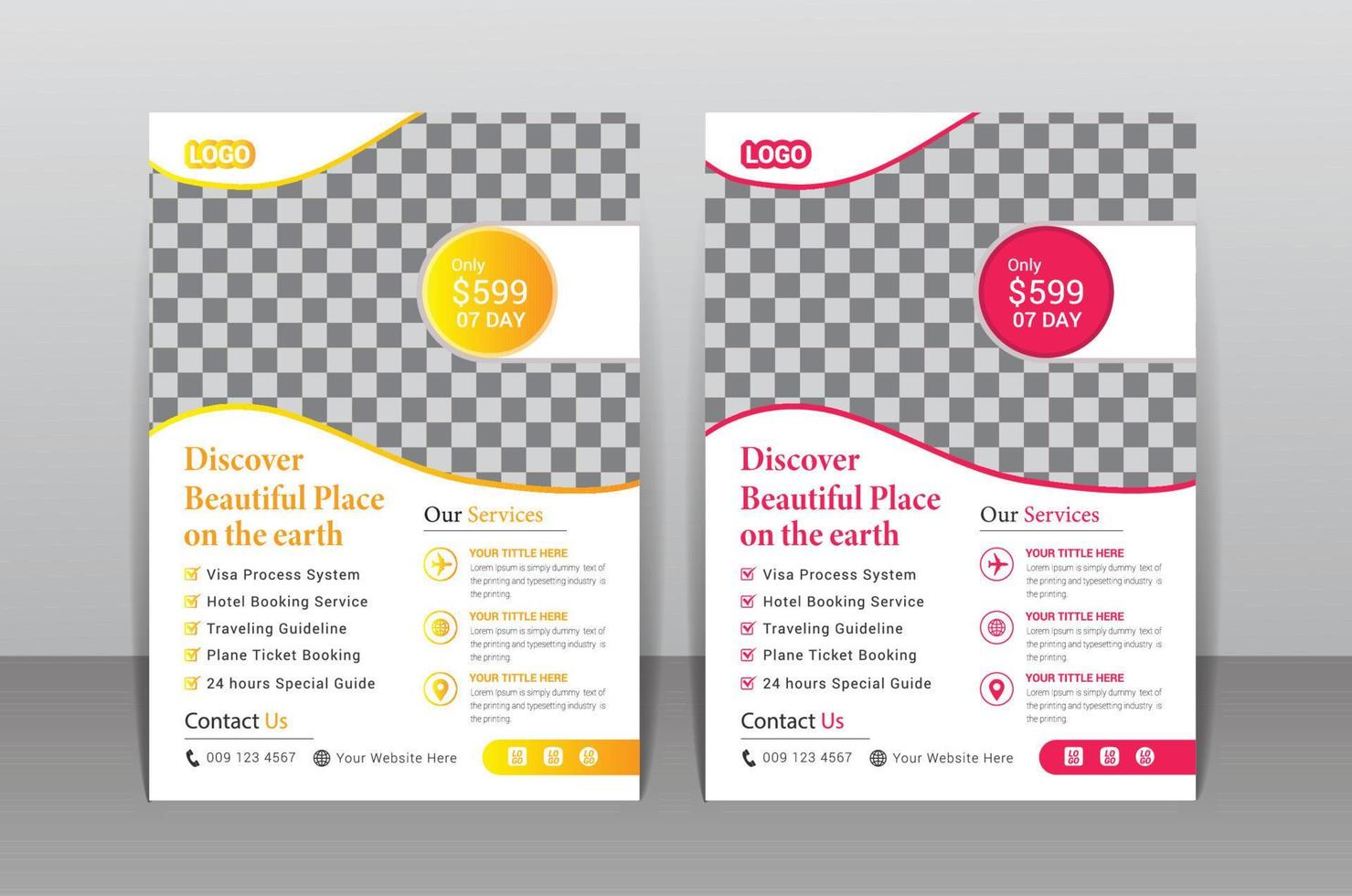 Travel flyer template design for Traveling Business Agency vector