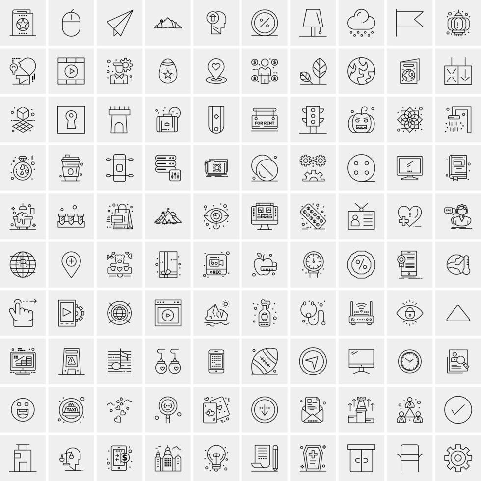 Set of 100 Creative Business Line Icons vector