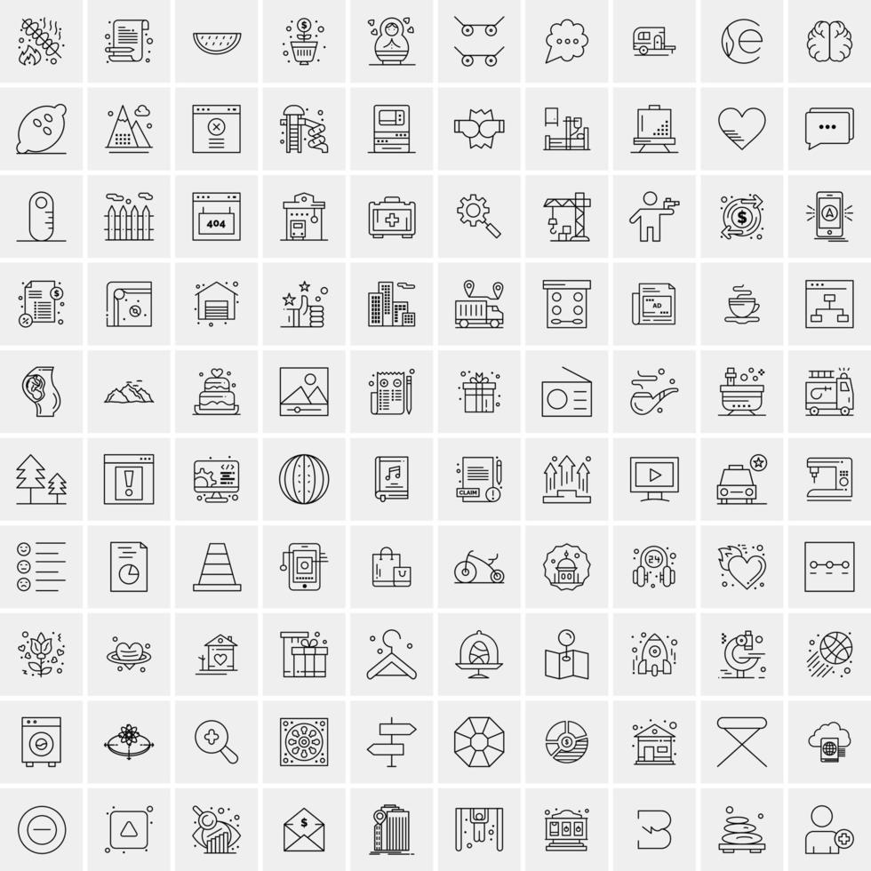 conjunto de 100 iconos de línea de negocios creativos vector