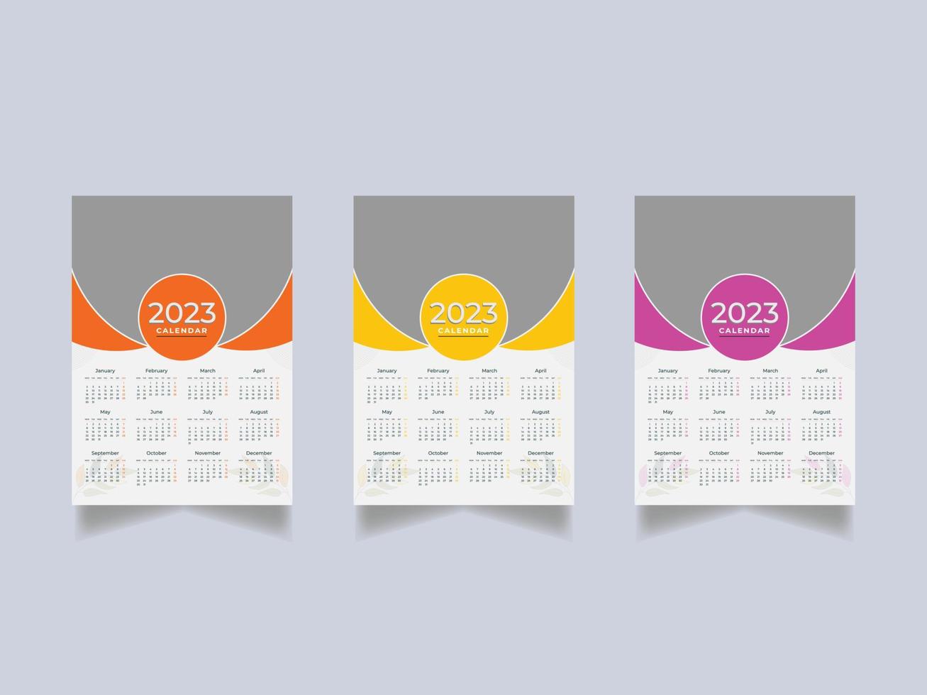Colorful corporate 2023 wall calendar design template vector
