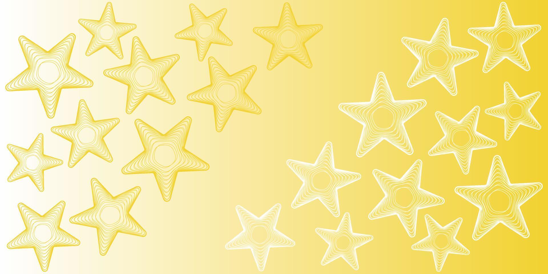 3d outline stars horizontal background. Yellow and white vector illustration.