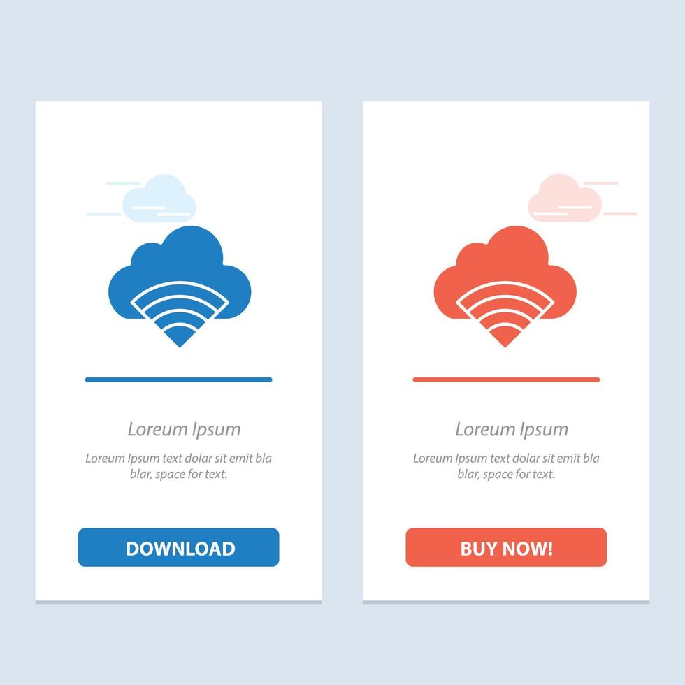 Cloud Connection Wifi Signal  Blue and Red Download and Buy Now web Widget Card Template vector