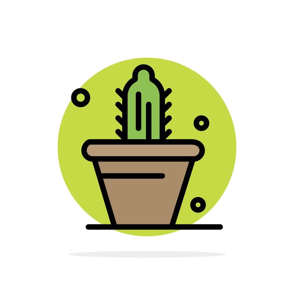 Cactus Nature Pot Spring Abstract Circle Background Flat color Icon vector