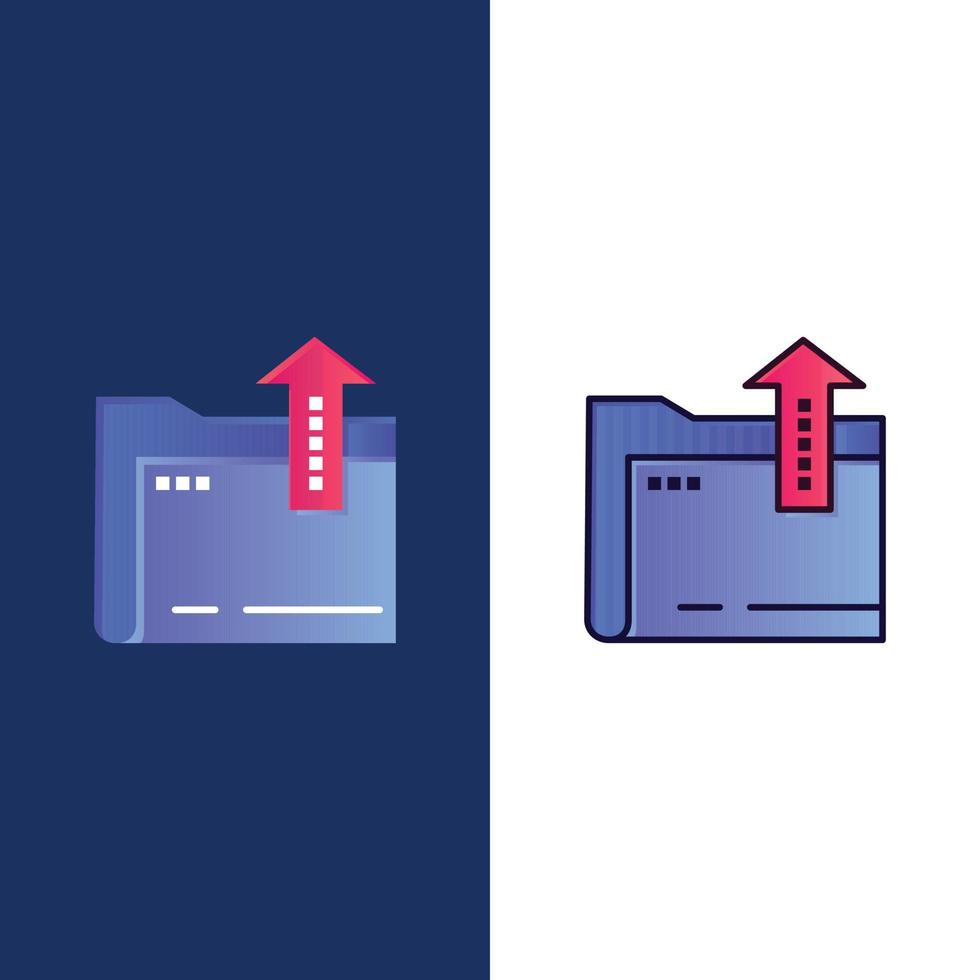 Folder Document File Storage  Icons Flat and Line Filled Icon Set Vector Blue Background