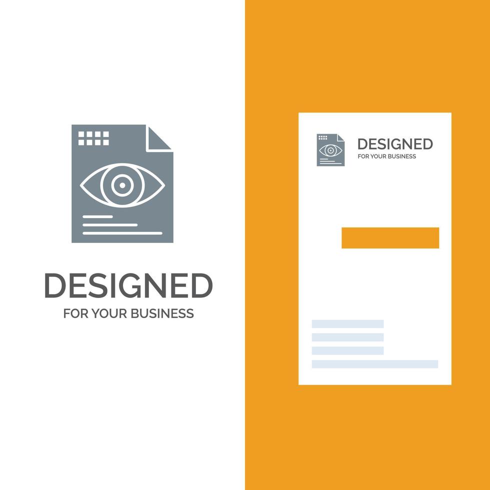 File Text Eye Computing Grey Logo Design and Business Card Template vector
