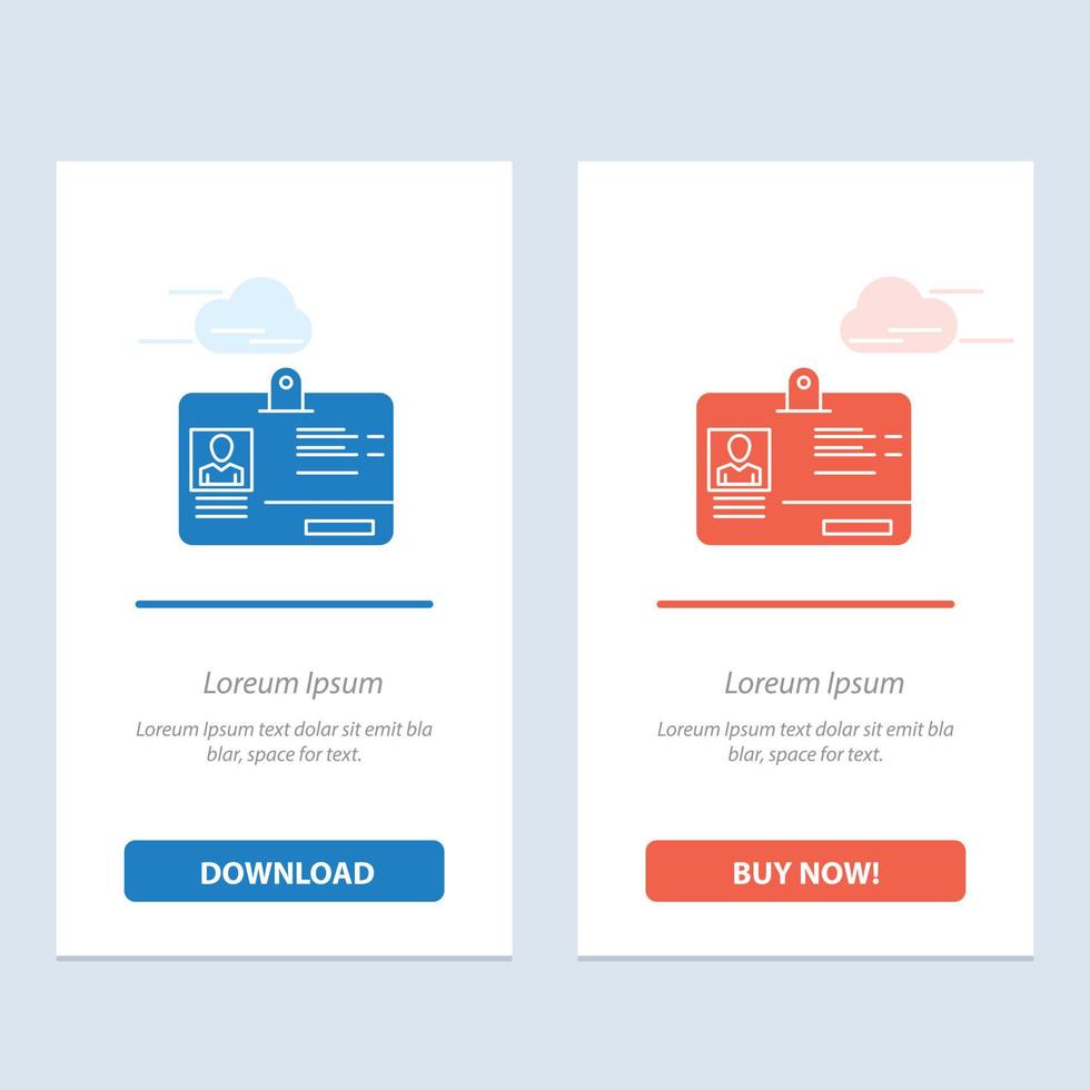 Pass Card Identity Id  Blue and Red Download and Buy Now web Widget Card Template vector