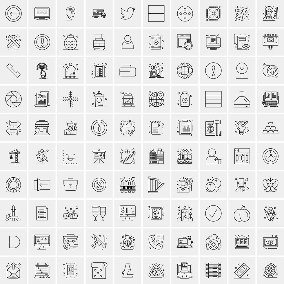 Pack of 100 Universal Line Icons for Mobile and Web vector