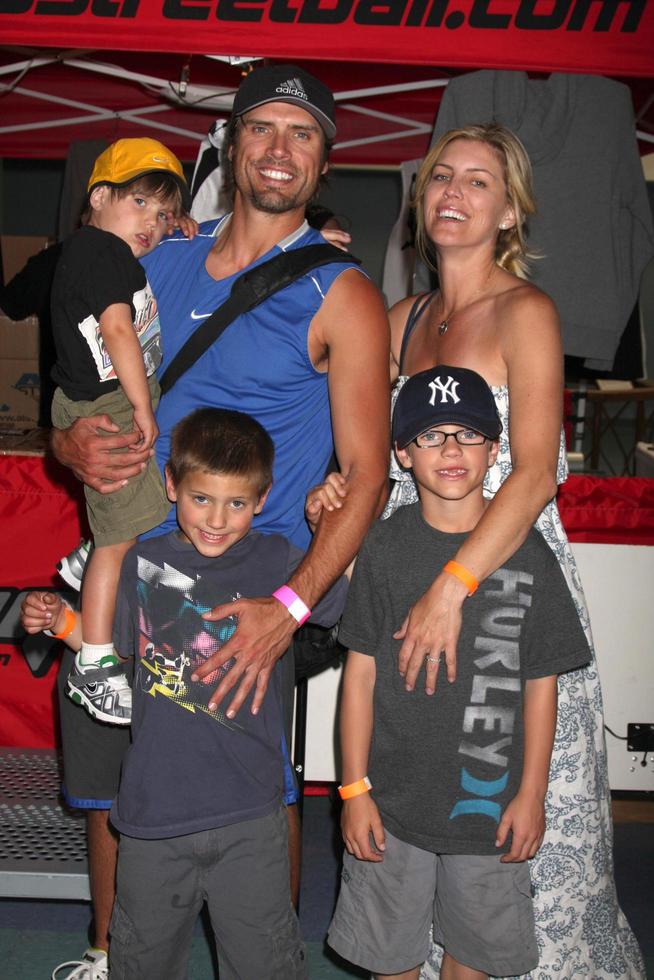 LOS ANGELES - MAY 1 - Joshua Morrow, with wife Tobe, and sons Cash, Crew, and Cooper arriving at the 1st Annual Ball Up Celebrity Streetball Game at Cal State Northridge s Matadome Stadium on May 1, 2011 in Northridge, CA photo