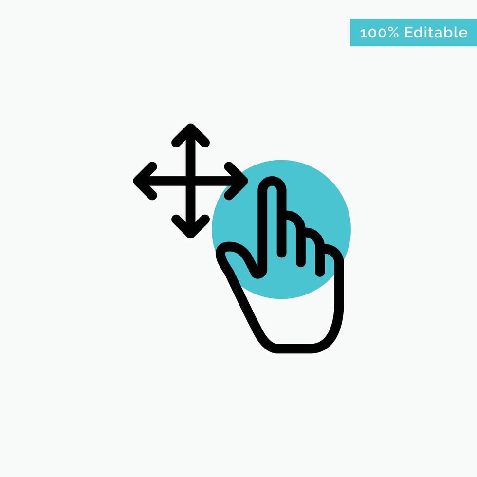 Finger Gesture Hold turquoise highlight circle point Vector icon