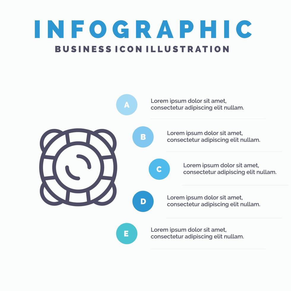 icono de línea flotante de soporte de seguridad de protección con fondo de infografía de presentación de 5 pasos vector