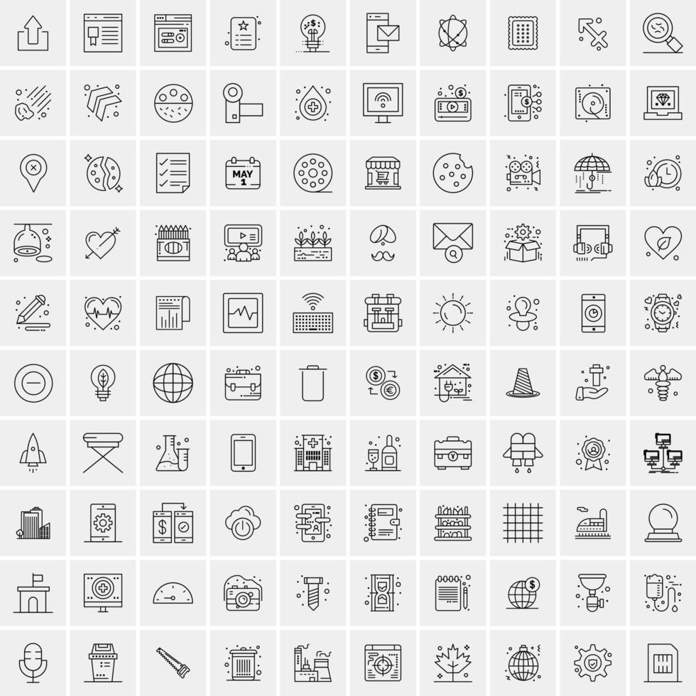 conjunto de 100 iconos de línea de negocios creativos vector