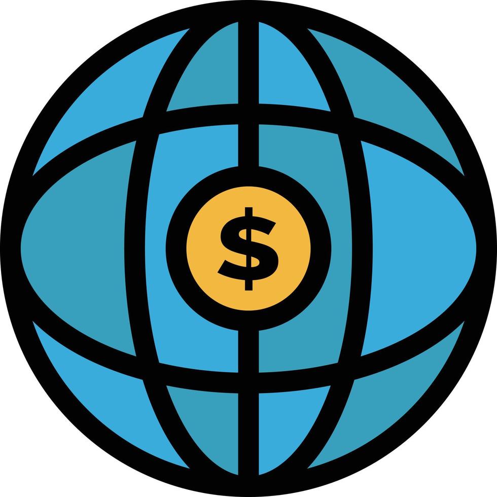 World Globe Internet Dollar  Flat Color Icon Vector icon banner Template